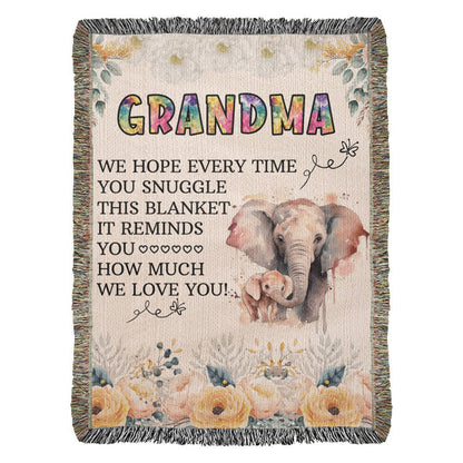 To My Grandma - Elephant Woven Blanket - WL0009