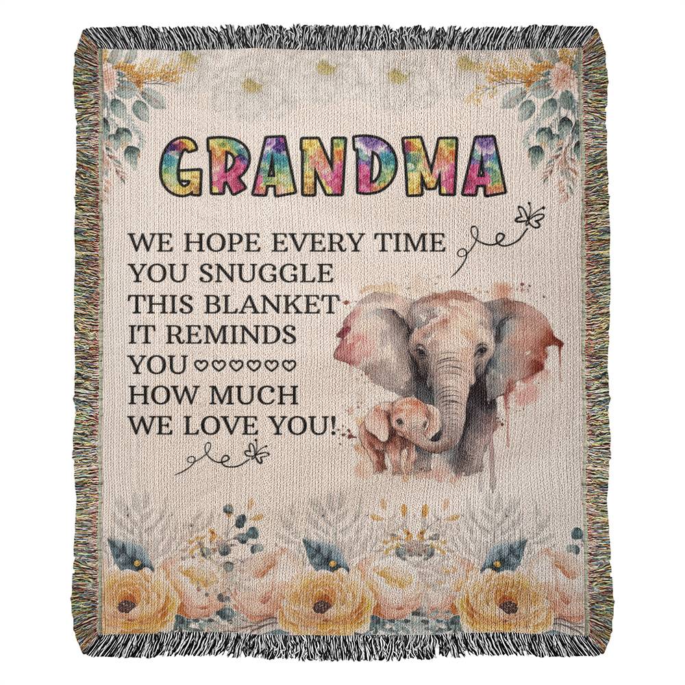 To My Grandma - Elephant Woven Blanket - WL0009