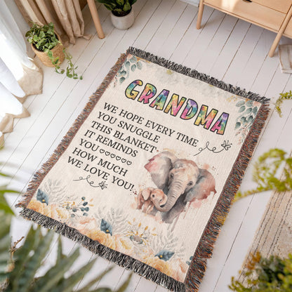 To My Grandma - Elephant Woven Blanket - WL0009