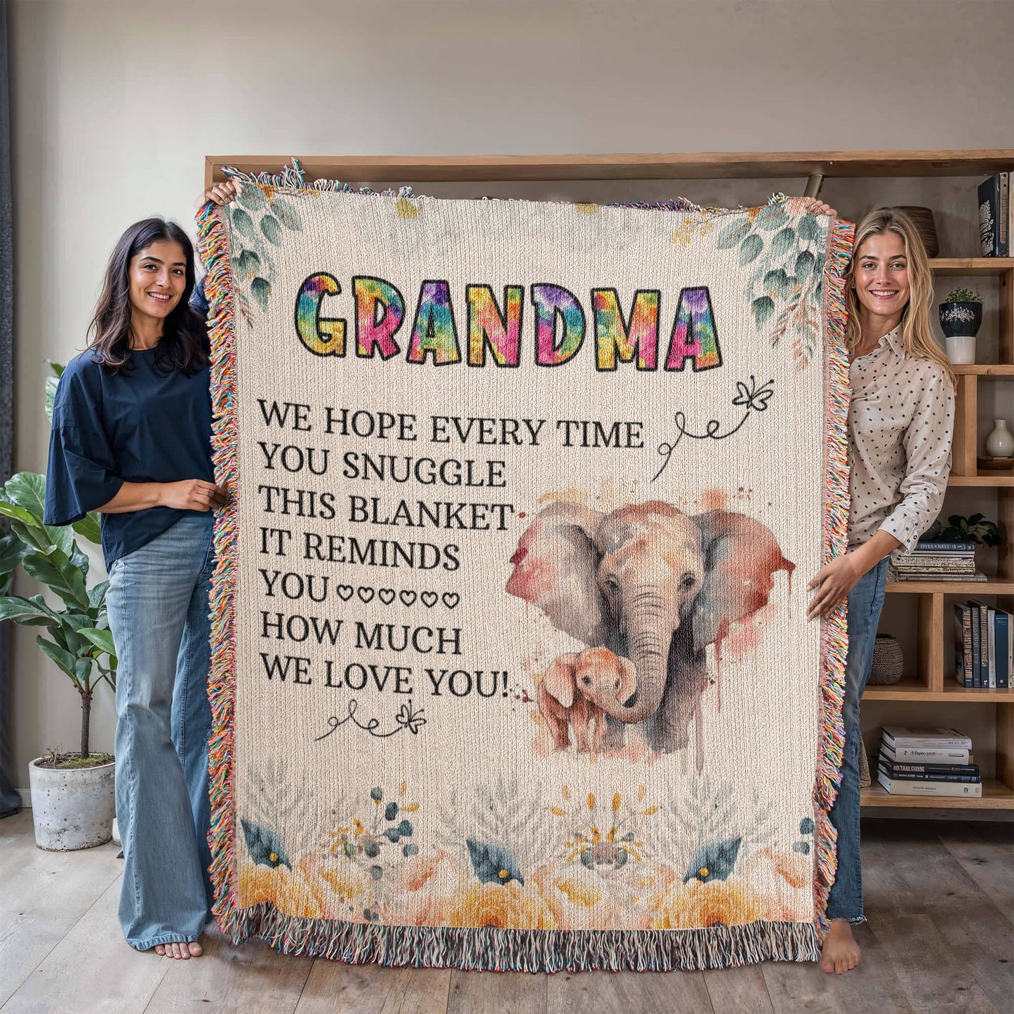 To My Grandma - Elephant Woven Blanket - WL0009