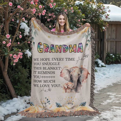 To My Grandma - Elephant Woven Blanket - WL0009